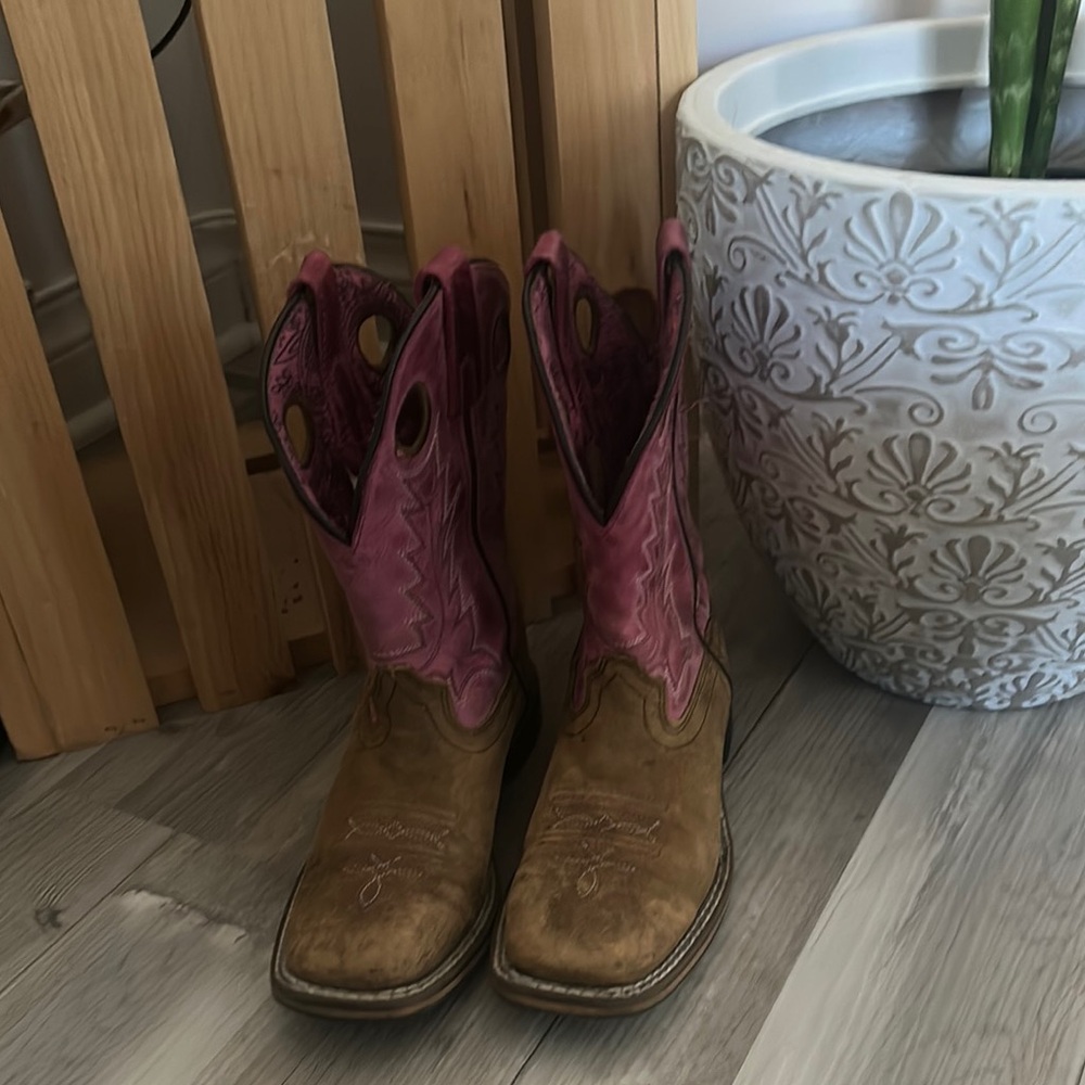 Pink and Tan Western Boots